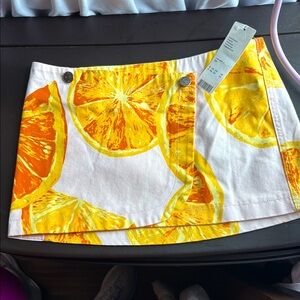 Vibrant Citrus Print Mini Skirt